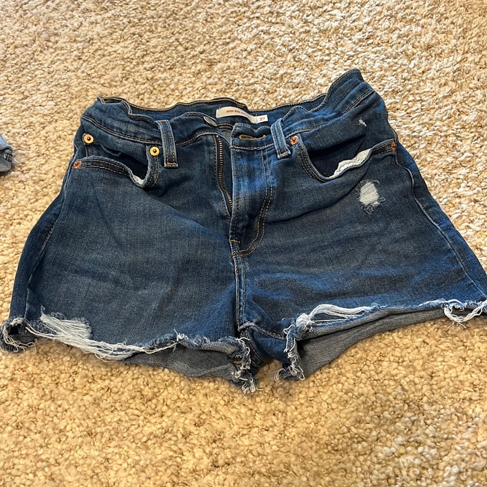 Levi’s Dark Blue High Rise Jean Shorts